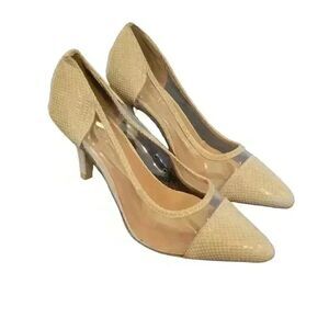 Journee Signature Sage Green Leather 3"" Heel Pumps NEW